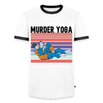 Brazilian Jiu Jitsu Bjj Gifts - Men's Ringer Shirt - white/black - Front - AI Model Female 172 light (172cm) & AI Model Male 178 dark (178cm)