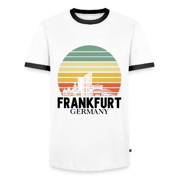 Frankfurt Hessen Frankfurter - Männer Kontrast-T-Shirt - Weiß/Schwarz - Vorne - AI Model Female 172 light (172cm) & AI Model Male 178 dark (178cm)