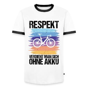 Fahrrad Mountainbike Radfahrer Radsport - Männer Kontrast-T-Shirt - Weiß/Schwarz - Vorne - AI Model Female 172 light (172cm) & AI Model Male 178 dark (178cm)