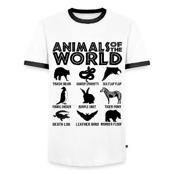 Dictons drôles Sarcasme Dictons drôles - T-shirt contrasté Homme - blanc/noir - Devant - AI Model Female 172 light (172cm) & AI Model Male 178 dark (178cm)