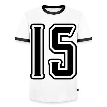 Symbole de 15 chiffres - T-shirt contrasté Homme - blanc/noir - Devant - AI Model Female 172 light (172cm) & AI Model Male 178 dark (178cm)