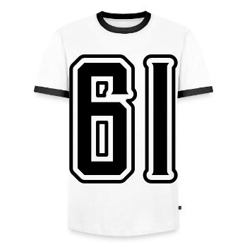 Symbole numérique 61 - T-shirt contrasté Homme - blanc/noir - Devant - AI Model Female 172 light (172cm) & AI Model Male 178 dark (178cm)