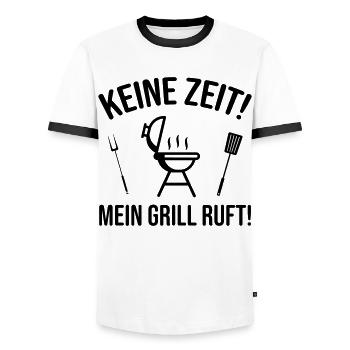 Grillen Sprüche Witzig Humorvoll - Männer Kontrast-T-Shirt - Weiß/Schwarz - Vorne - AI Model Female 172 light (172cm) & AI Model Male 178 dark (178cm)