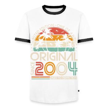 Original 2004 Vintage Jahrgang Geburtstag Retro - Männer Kontrast-T-Shirt - Weiß/Schwarz - Vorne - AI Model Female 172 light (172cm) & AI Model Male 178 dark (178cm)