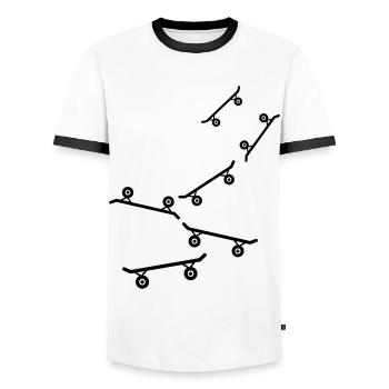 Skateboard Skaters - T-shirt contrasté Homme - blanc/noir - Devant - AI Model Female 172 light (172cm) & AI Model Male 178 dark (178cm)