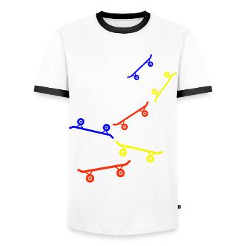 Skateboard Skaters - T-shirt contrasté Homme - blanc/noir - Devant - AI Model Female 172 light (172cm) & AI Model Male 178 dark (178cm)