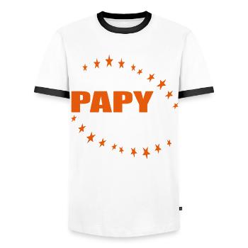 Meilleur Papy Du Monde - T-shirt contrasté Homme - blanc/noir - Devant - AI Model Female 172 light (172cm) & AI Model Male 178 dark (178cm)