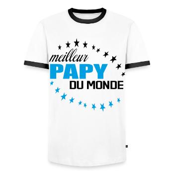 Meilleur Papy Du Monde - T-shirt contrasté Homme - blanc/noir - Devant - AI Model Female 172 light (172cm) & AI Model Male 178 dark (178cm)