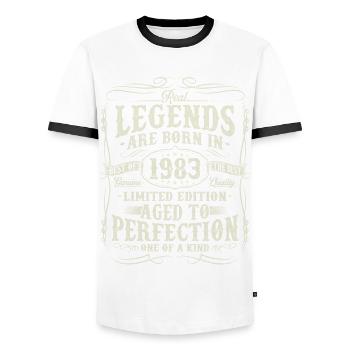 Né en 1983 Cadeau d’anniversaire Legends - T-shirt contrasté Homme - blanc/noir - Devant - AI Model Female 172 light (172cm) & AI Model Male 178 dark (178cm)