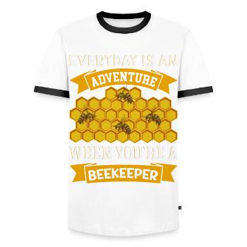 Beekeeping Beekeeping Course Beekeepers' Association Honey Bee Beekeepers - Men's Ringer Shirt - white/black - Front - AI Model Female 172 light (172cm) & AI Model Male 178 dark (178cm)