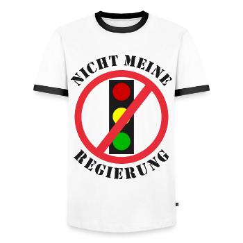 Ampel Nicht meine Regierung - Männer Kontrast-T-Shirt - Weiß/Schwarz - Vorne - AI Model Female 172 light (172cm) & AI Model Male 178 dark (178cm)
