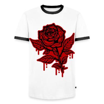 Symbole de la rose - T-shirt contrasté Homme - blanc/noir - Devant - AI Model Female 172 light (172cm) & AI Model Male 178 dark (178cm)