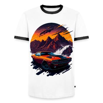 Voiture de sport classique - T-shirt contrasté Homme - blanc/noir - Devant - AI Model Female 172 light (172cm) & AI Model Male 178 dark (178cm)