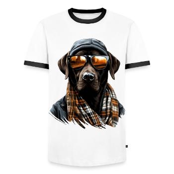 Urban Retriever: Streetwise Labrador Vibes - Men's Ringer Shirt - white/black - Front - AI Model Female 172 light (172cm) & AI Model Male 178 dark (178cm)