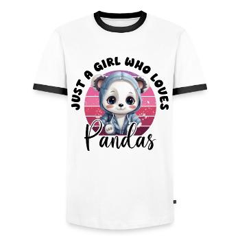 Panda Just A Girl Who Loves Pandas Panda Bear Love - Men's Ringer Shirt - white/black - Front - AI Model Female 172 light (172cm) & AI Model Male 178 dark (178cm)