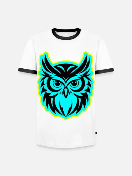 Owl Animal - Men's Ringer Shirt - white/black