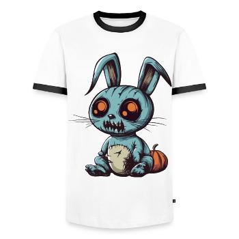 Lapin Halloween Bande dessinée Drôle - T-shirt contrasté Homme - blanc/noir - Devant - AI Model Female 172 light (172cm) & AI Model Male 178 dark (178cm)