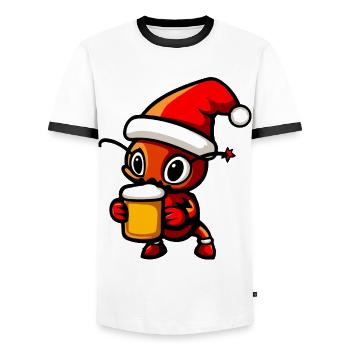 Ant Beer Xmas Christmas - Men's Ringer Shirt - white/black - Front - AI Model Female 172 light (172cm) & AI Model Male 178 dark (178cm)