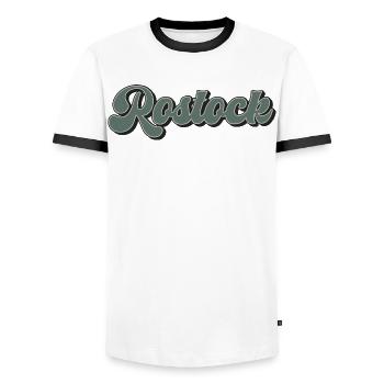 Rostock - Männer Kontrast-T-Shirt - Weiß/Schwarz - Vorne - AI Model Female 172 light (172cm) & AI Model Male 178 dark (178cm)