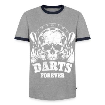 Dart Totenkopf - Darts Forever - Geschenk - Männer Kontrast-T-Shirt - Grau/Navy  - Vorne - AI Model Female 172 light (172cm) & AI Model Male 178 light (178cm)