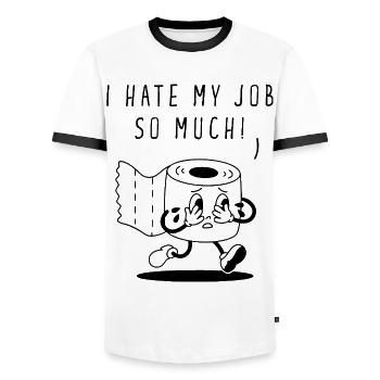 I Hate My Job So Much - Men's Ringer Shirt - white/black - Front - AI Model Female 172 light (172cm) & AI Model Male 178 dark (178cm)