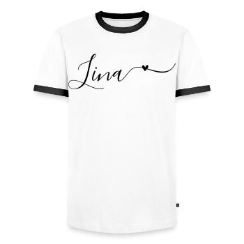 Lina Name Vorname Dekorativ - Männer Kontrast-T-Shirt - Weiß/Schwarz - Vorne - AI Model Female 172 light (172cm) & AI Model Male 178 dark (178cm)