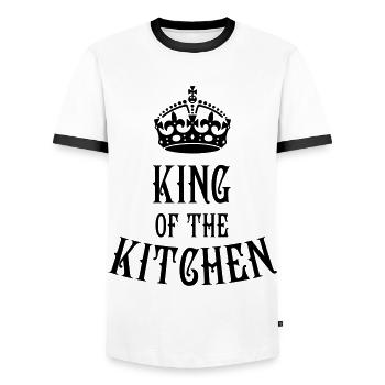 King of the Kitchen cook Koch - Männer Kontrast-T-Shirt - Weiß/Schwarz - Vorne - AI Model Female 172 light (172cm) & AI Model Male 178 dark (178cm)