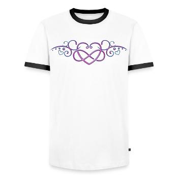Herzen mit Unendlichkeitszeichen, pink - Männer Kontrast-T-Shirt - Weiß/Schwarz - Vorne - AI Model Female 172 light (172cm) & AI Model Male 178 dark (178cm)