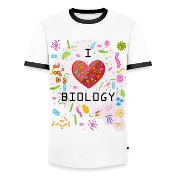 J'aime la biologie - J'aime la biologie | Chemise amusante - T-shirt contrasté Homme - blanc/noir - Devant - AI Model Female 172 light (172cm) & AI Model Male 178 dark (178cm)