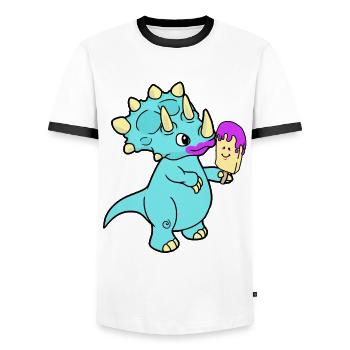 Dino Hunger Ice Fantasy Children Baby - Men's Ringer Shirt - white/black - Front - AI Model Female 172 light (172cm) & AI Model Male 178 dark (178cm)