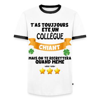 Le Collègue Chiant Qu'on A Tous Aimé Humour Départ - T-shirt contrasté Homme - blanc/noir - Devant - AI Model Female 172 light (172cm) & AI Model Male 178 dark (178cm)