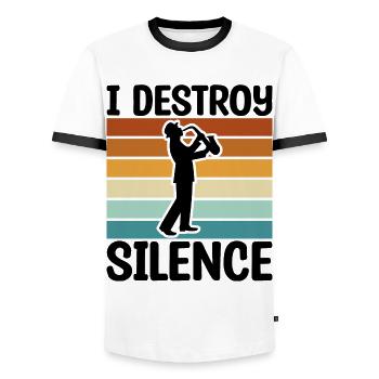 Saxophone drôle - T-shirt contrasté Homme - blanc/noir - Devant - AI Model Female 172 light (172cm) & AI Model Male 178 dark (178cm)