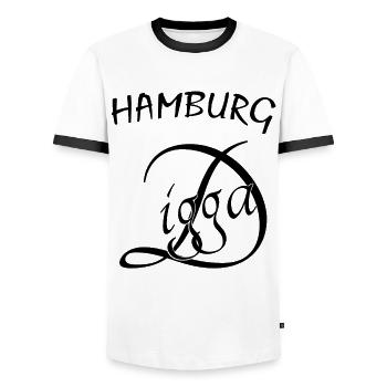 Hamburg Digga - Männer Kontrast-T-Shirt - Weiß/Schwarz - Vorne - AI Model Female 172 light (172cm) & AI Model Male 178 dark (178cm)