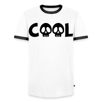 Totenkopf und cool (schwarz) - Männer Kontrast-T-Shirt - Weiß/Schwarz - Vorne - AI Model Female 172 light (172cm) & AI Model Male 178 dark (178cm)