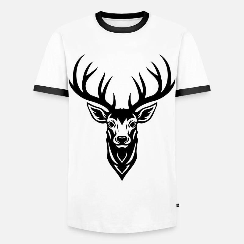 Hirsch Silhouette Kopf Geweih - Männer Kontrast-T-Shirt - Weiß/Schwarz