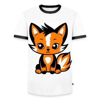 Fox Animal Baby - Men's Ringer Shirt - white/black - Front - AI Model Female 172 light (172cm) & AI Model Male 178 dark (178cm)