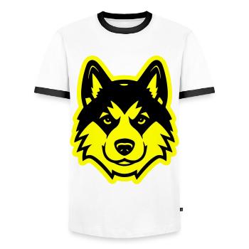 Akita Hund Kopf - Männer Kontrast-T-Shirt - Weiß/Schwarz - Vorne - AI Model Female 172 light (172cm) & AI Model Male 178 dark (178cm)