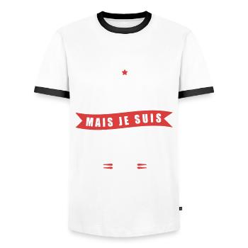 Damien Parfait Cadeau prenom damien - T-shirt contrasté Homme - blanc/noir - Devant - AI Model Female 172 light (172cm) & AI Model Male 178 dark (178cm)