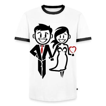 Couple marié mariage mariée marié icône - T-shirt contrasté Homme - blanc/noir - Devant - AI Model Female 172 light (172cm) & AI Model Male 178 dark (178cm)