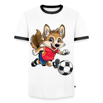Soccer Spain Dog Animal Soccer Fan Team - Men's Ringer Shirt - white/black - Front - AI Model Female 172 light (172cm) & AI Model Male 178 dark (178cm)