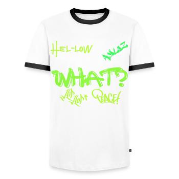 AYLIZ Grafitti three - Männer Kontrast-T-Shirt - Weiß/Schwarz - Vorne - AI Model Female 172 light (172cm) & AI Model Male 178 dark (178cm)