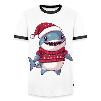 Hai Weihnachten Comic - Männer Kontrast-T-Shirt - Weiß/Schwarz - Vorne - AI Model Female 172 light (172cm) & AI Model Male 178 dark (178cm)