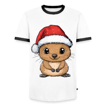 Quokka Noël Doux Mignon Noël Noël - T-shirt contrasté Homme - blanc/noir - Devant - AI Model Female 172 light (172cm) & AI Model Male 178 dark (178cm)