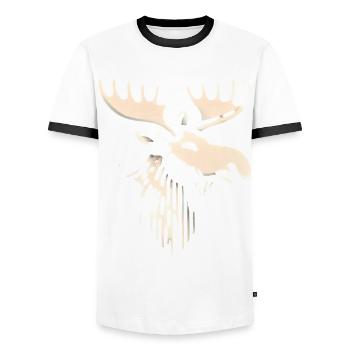 Majestic Moose Head Illustration - Men's Ringer Shirt - white/black - Front - AI Model Female 172 light (172cm) & AI Model Male 178 dark (178cm)