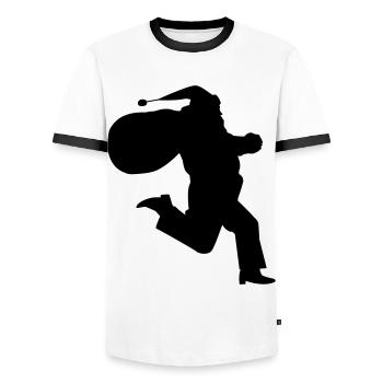 Santa Claus is running - Männer Kontrast-T-Shirt - Weiß/Schwarz - Vorne - AI Model Female 172 light (172cm) & AI Model Male 178 dark (178cm)