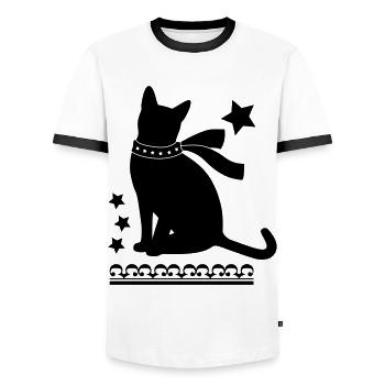 Katze Stern Tier Weihnachten Geschenk - Männer Kontrast-T-Shirt - Weiß/Schwarz - Vorne - AI Model Female 172 light (172cm) & AI Model Male 178 dark (178cm)