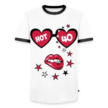 Kussmund HOT 40. Geburtstag Sexy Sonnenbrille - Männer Kontrast-T-Shirt - Weiß/Schwarz - Vorne - AI Model Female 172 light (172cm) & AI Model Male 178 dark (178cm)