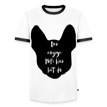 Französische Bulldogge - Männer Kontrast-T-Shirt - Weiß/Schwarz - Vorne - AI Model Female 172 light (172cm) & AI Model Male 178 dark (178cm)