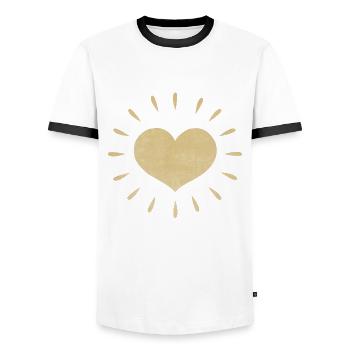 Coeur d'or avec des rayons - T-shirt contrasté Homme - blanc/noir - Devant - AI Model Female 172 light (172cm) & AI Model Male 178 dark (178cm)