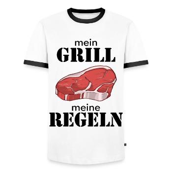Grill Grillen BBQ - Männer Kontrast-T-Shirt - Weiß/Schwarz - Vorne - AI Model Female 172 light (172cm) & AI Model Male 178 dark (178cm)